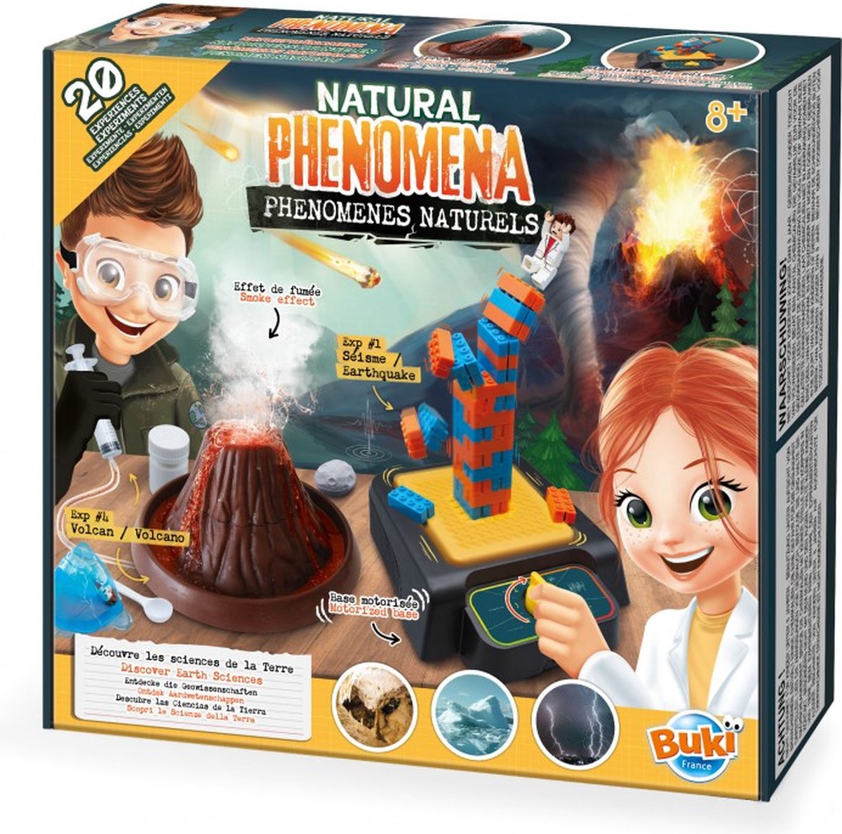 Buki france buki - simuleer natuurrampen - experimenteren - wetenschap - natuur - aardbevingen, vulkanen, tornado's, golven