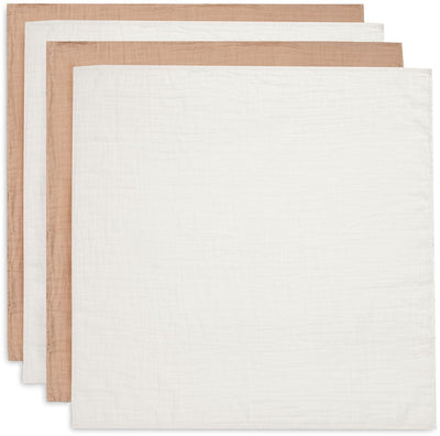 Jollein - hydrofiele doek small 70x70cm - inbakerdoek - zacht katoen - 4 stuks - biscuit ivory