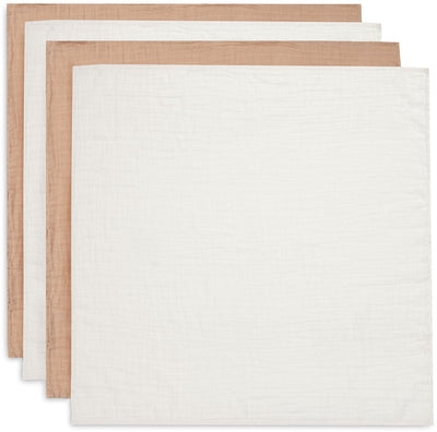 Jollein - hydrofiele doek small 70x70cm - inbakerdoek - zacht katoen - 4 stuks - biscuit ivory