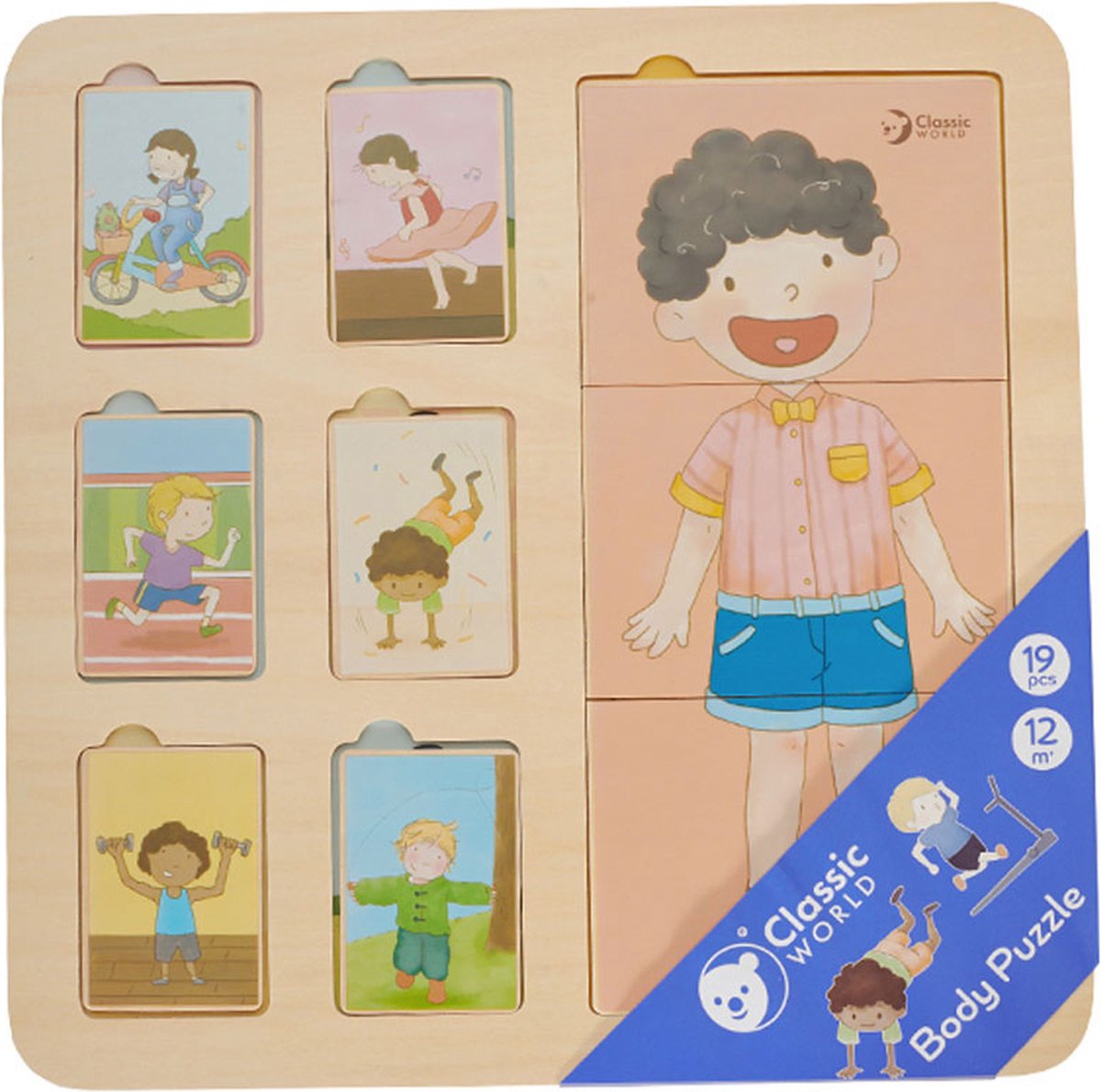 Classic world world houten lagenpuzzel lichaam, 19dlg.