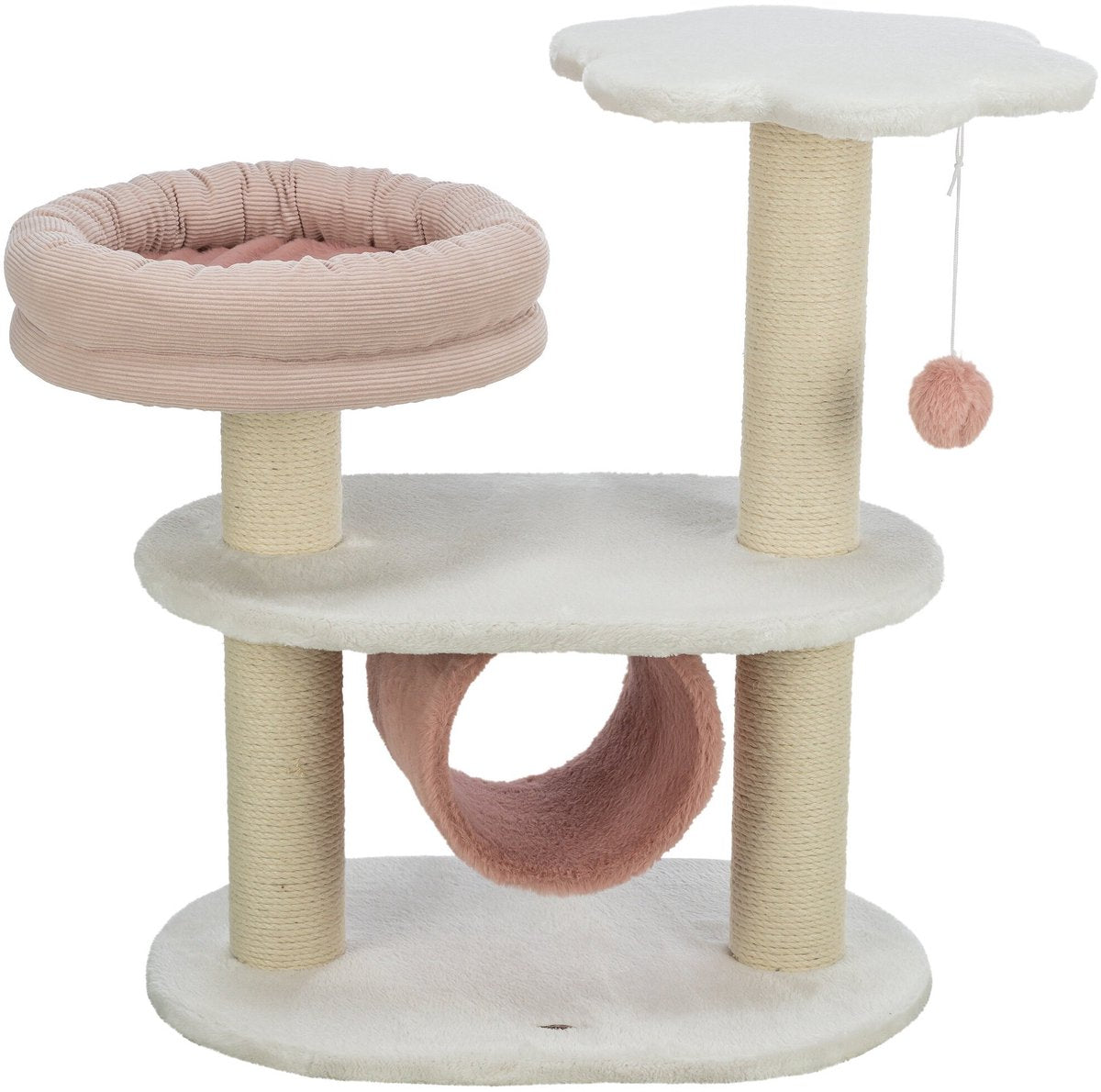 Trixie krabpaal isabella - luxe krabmeubel met ligplateau en speelballetje - 58x38x70 cm