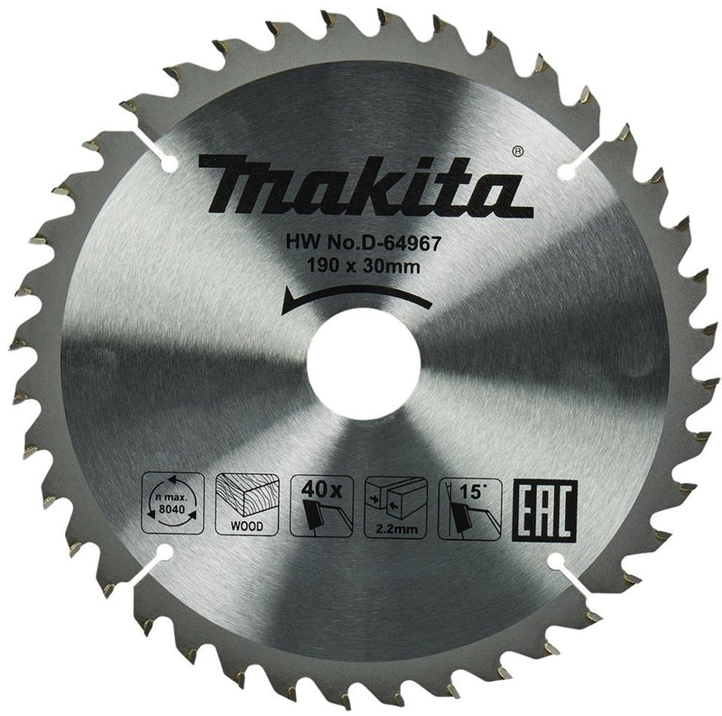 Makita cirkelzaagblad voor hout | standaard | ø 190mm asgat 30mm 40t - d-64967