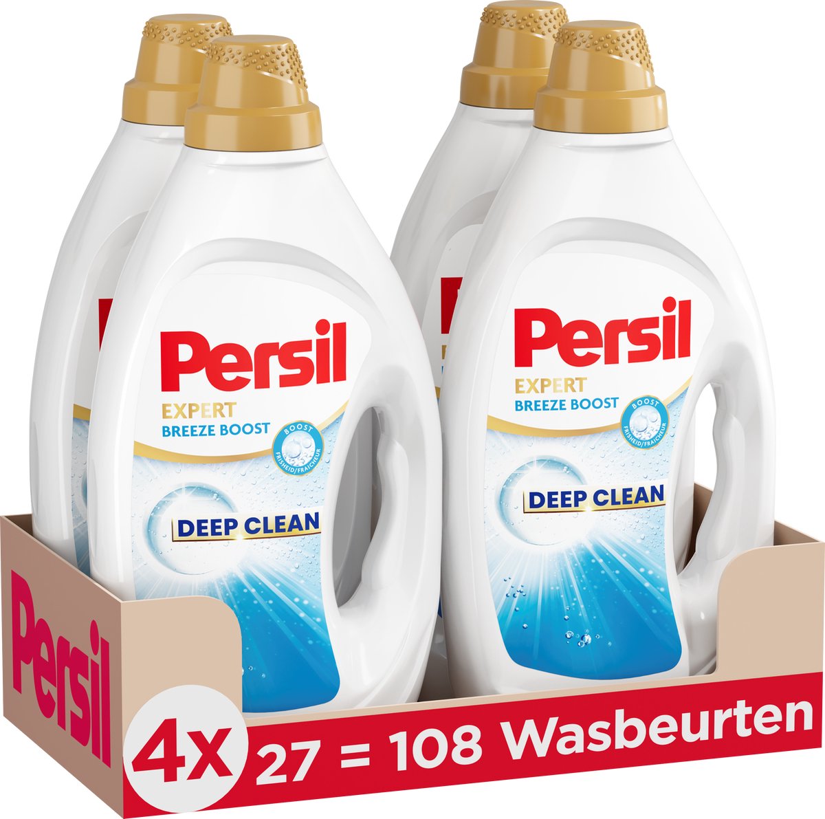 Persil gel breeze boost - vloeibaar wasmiddel - voor alle kleuren was - hygiënische frisheid - 4 x 27 wasbeurten