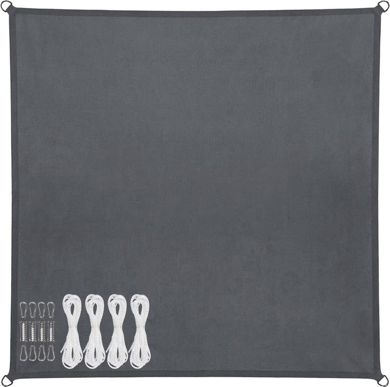 Abbey camp schaduwdoek - pes - 4 x 4 m - grijs - zonnedoek - rvs ringen - sunshade