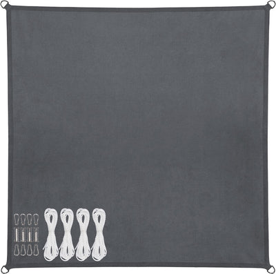 Abbey camp schaduwdoek - pes - 4 x 4 m - grijs - zonnedoek - rvs ringen - sunshade