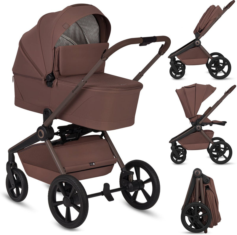 Lionelo freya 2in1 kinderwagen – reiswieg wandelwagen – vanaf geboorte tot 22 kg – premium buggy - pu-wielen met vering – voor- achterwaarts zitje – upf50+ kap – compleet accessoiresysteem