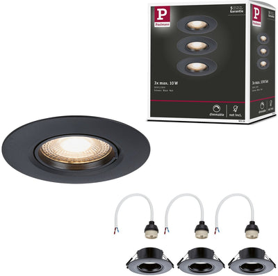 Paulmann inbouwlamp set van 3 star rond 90 mm gu10 max. 3x10w 230v dimbaar zwart