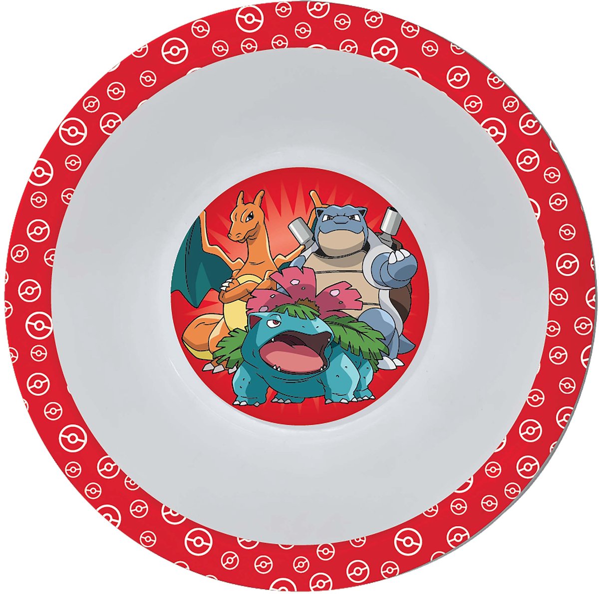 Pokémon thema kinder bordje - diep - d16 cm - kunststof - rood - kinderservies - kommetje