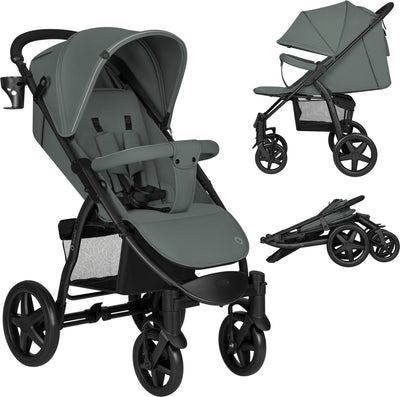 Lionelo buggy annet plus – lichtgewicht inklapbaar – grote massieve wielen met vering – inclusief voetenzak, klamboe bekerhouder – verstelbare rugleuning voetsteun – wandelwagen vanaf de geboorte tot 22 kg – kinderwagen