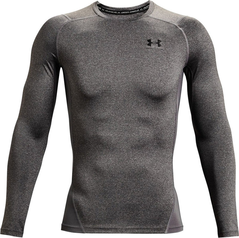 Under armour ua hg armour comp ls-gry heren sportshirt - carbon heather - zwart