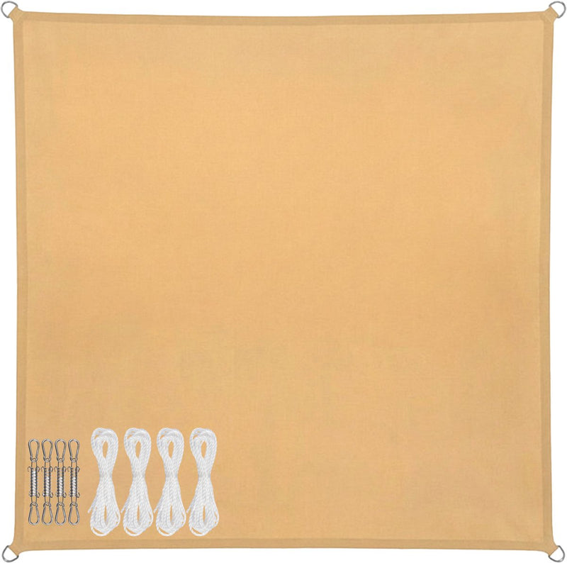 Abbey camp schaduwdoek - pes - 3 x 3 m - zand - zonnedoek - rvs ringen - sunshade