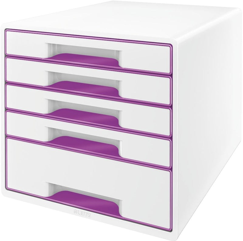 Leitz wow cube ladenblok met 5 laden - opberger met vakken - wit paars