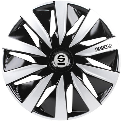 wieldoppen Lazio 14 inch ABS zwart zilver set van 4