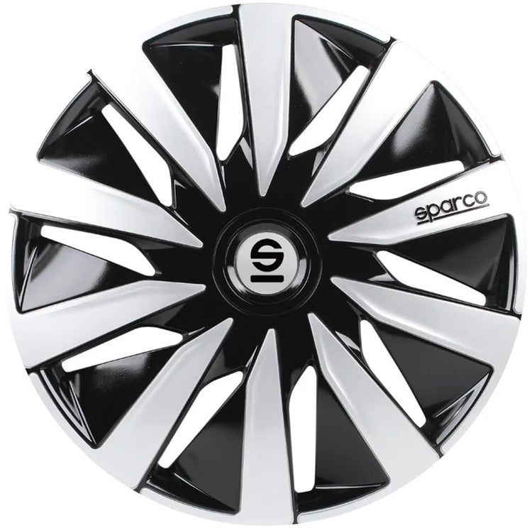 wieldoppen Lazio 14 inch ABS zwart zilver set van 4