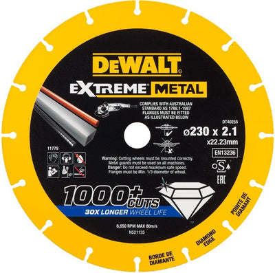 Dewalt accessoires extreme metal doorslijpschijf metaal 230x22.23x2.1mm - dt40255-qz