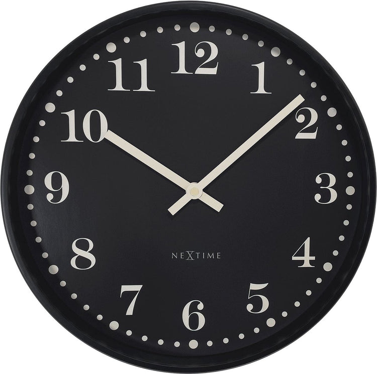 Nextime dickens – wandklok – 30 cm – plastic – zwart – stil