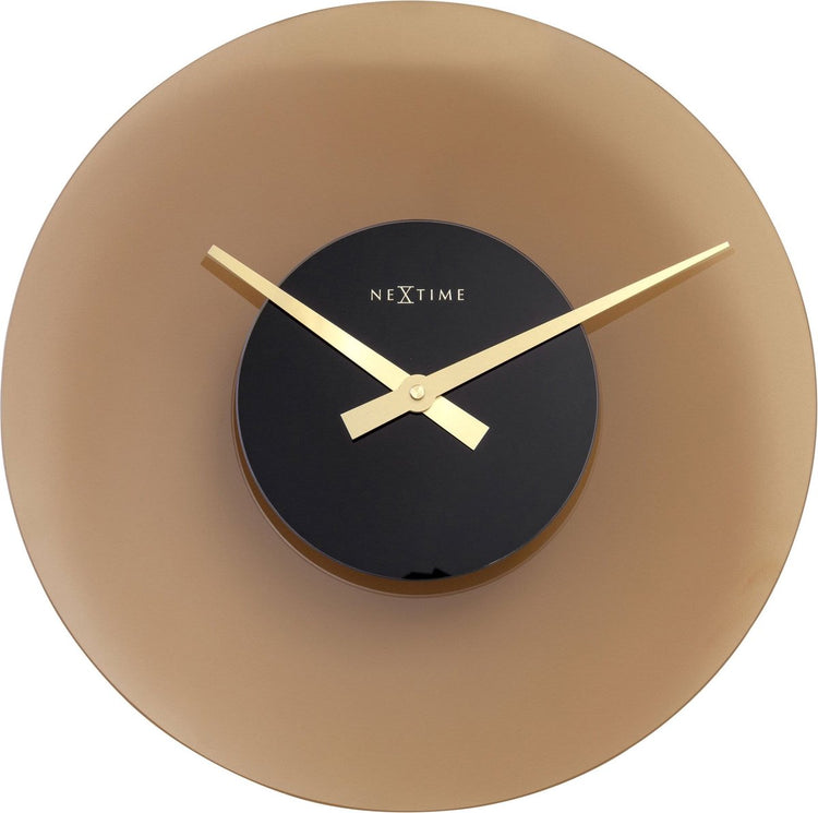 Nextime float – stille wandklok – 40 cm – glas – mat bruin