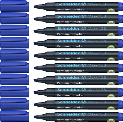 Schneider schrijfwaren schneider permanent marker - maxx 133 - beitelpunt - blauw - 10 stuks - s-113303-10