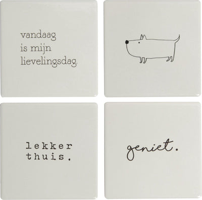 Merkloos sans marque onderzetters - wandtegels - 10 x 10 cm - set van 4