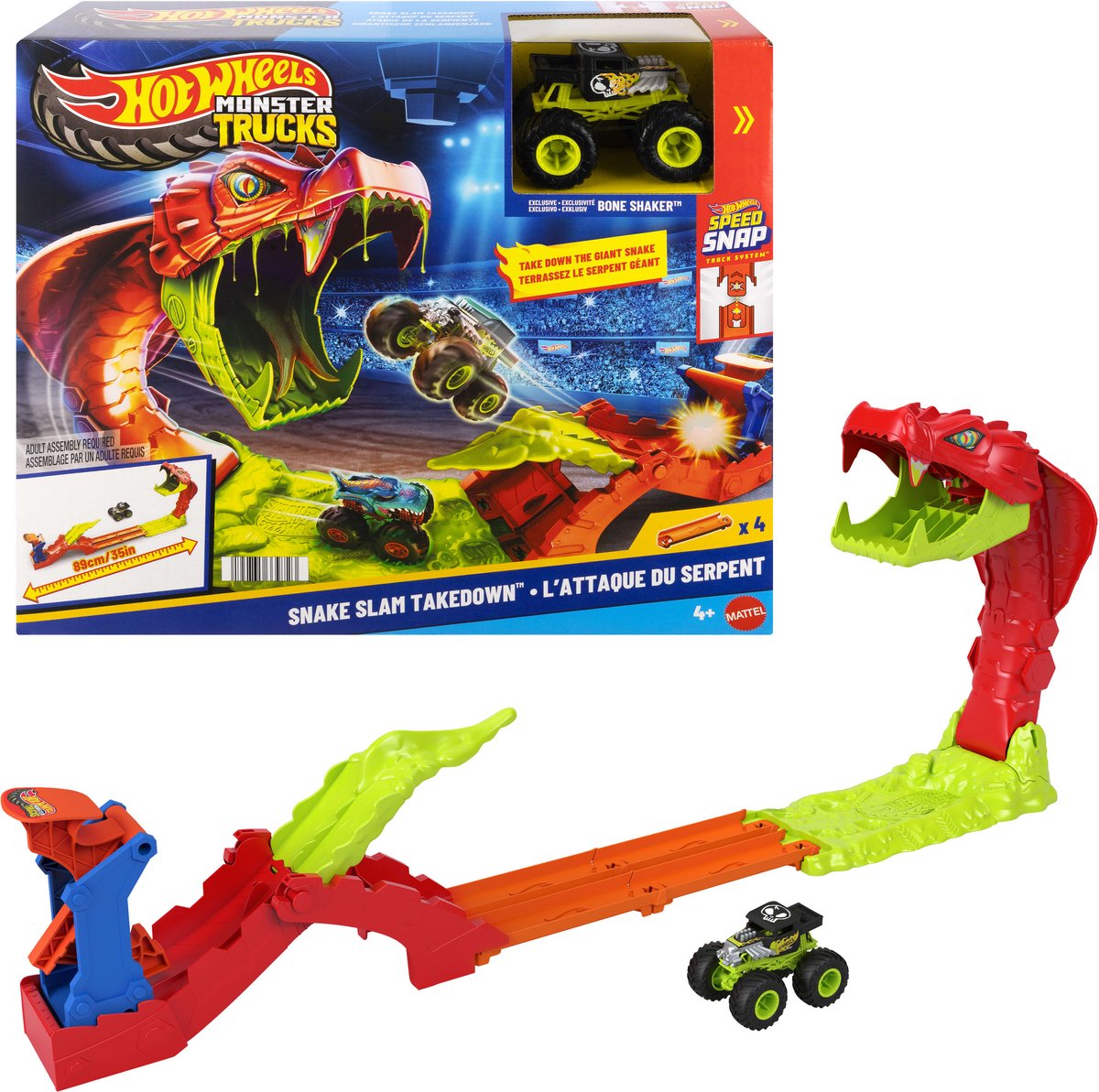 Hot wheels monstertrucks - sla de slang knock-out speelset
