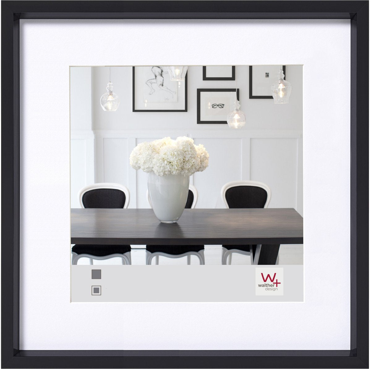 Walther steel style - kunststof lijst - fotoformaat 20x20 cm - zwart