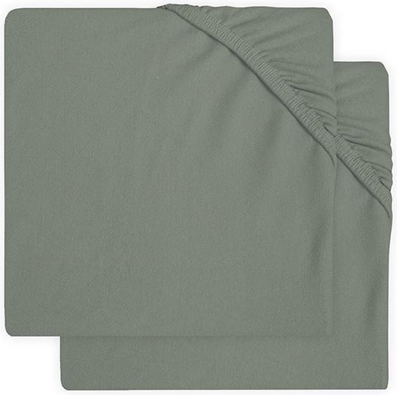 Jollein - baby hoeslaken ledikant jersey (ash green - 2 stuks) - katoen - 60x120cm