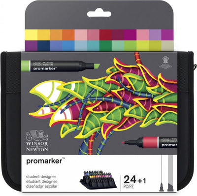 Winsor newton 0290030 promarker 24-set in wallet | professionele 2-punts layoutmarkers alcoholmarkers