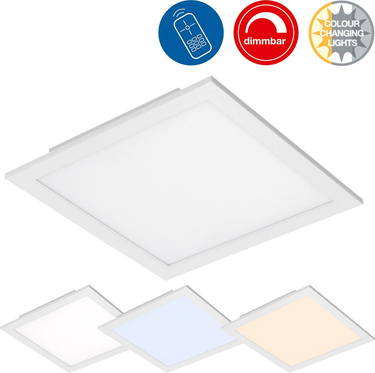 Briloner piatto - plafonnière - plafondlamp dimbaar - kleurregeling - afstandsbediening - led - 18w - 1800 lm - led-verlichting - wit - 29 -5 cm - metaal