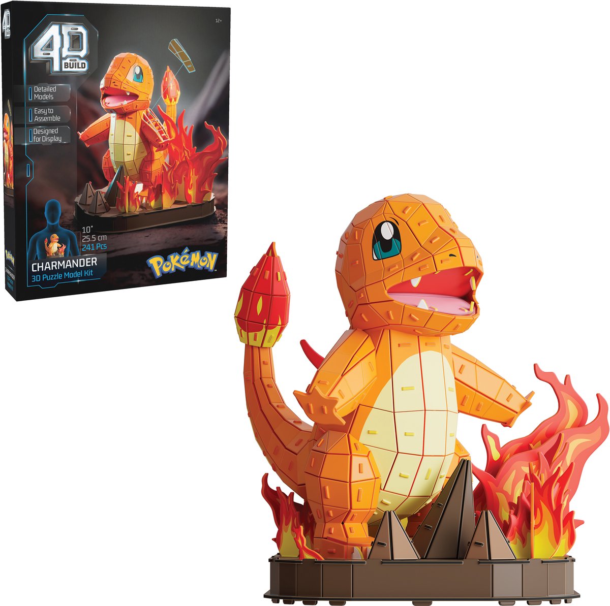 4d build , pokémon charmander, 3d-modelset, pokémon-verzamelobjecten, kanto-starterkeuze, bureaudecoratie, bouwspeelgoed, 3d-puzzels, 241 stukjes