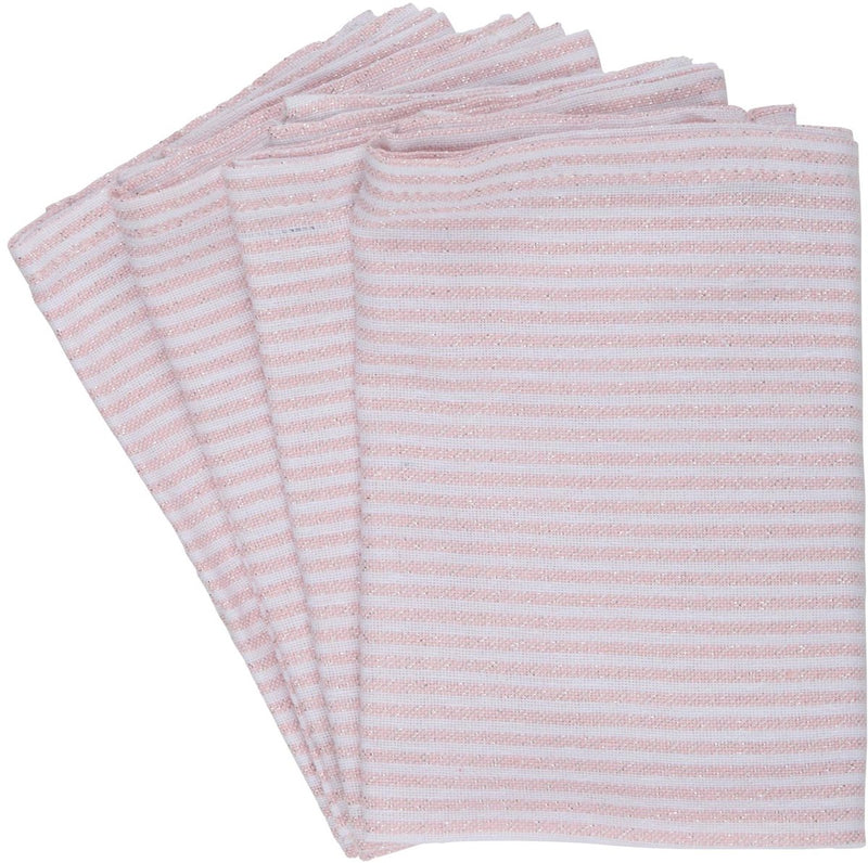 Arti casa servetten set van 4 - 35 x 35 cm - herbruikbaar - katoen polyester - gestreept roze