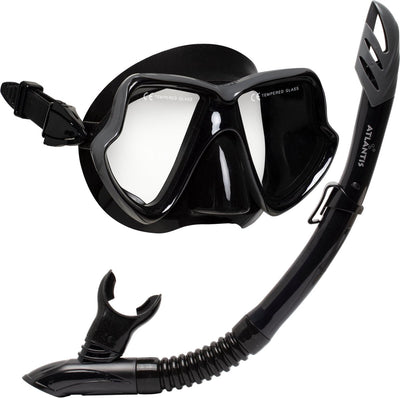 Atlantis java combo - snorkelset - duikbril - snorkel - volwassenen - zwart zilver