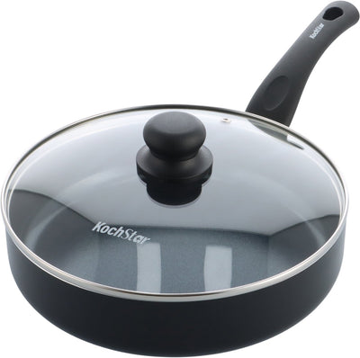 Kochstar essenz keramische hapjespan met deksel - 26cm - 3l - pfas-vrij - inductie hapjespan - inductie pan - keramische anti-aanbaklaag - koelgreep - ovenbestendig tot 130° c - zwart