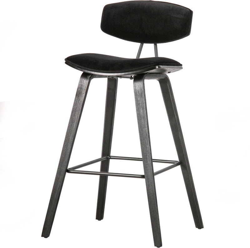 Woood senn barstoel - velvet stof - zwart - 91x42x48 cm