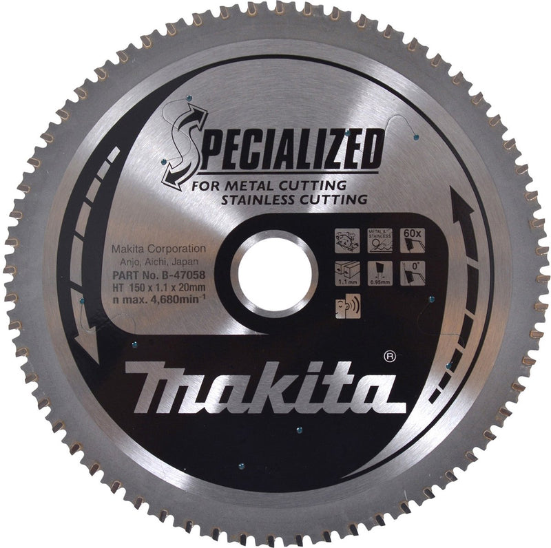 Makita ø 150mm asgat 20mm 60t cirkelzaagblad voor rvs staal | specialized - b-47058