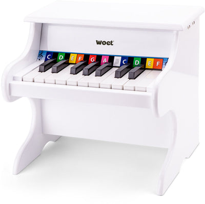 Woet ® houten speelgoed piano - speelgoedinstrument - wit - inclusief muziekboekje en toonlader - vanaf 3 jaar - speelpiano voor kinderen