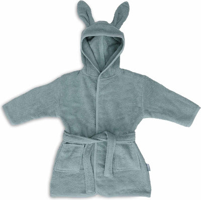 Jollein - baby badjas badstof 1-2 jaar - badjas kinderen met capuchon - sea green