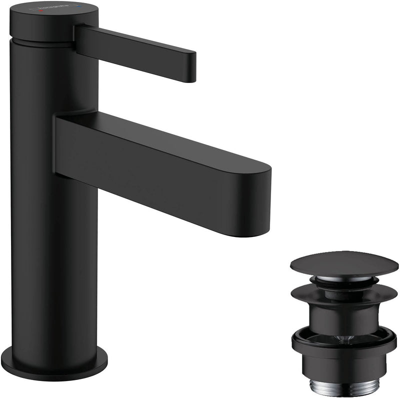 Hansgrohe finoris - wastafelmengkraan - met afvoerplug - 100mm - mat zwart