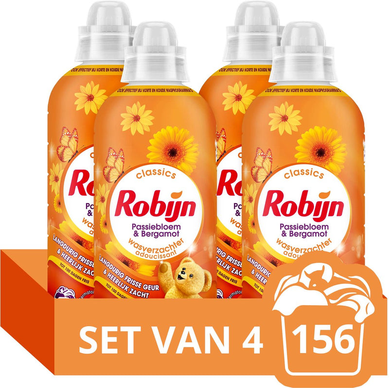 Robijn wasverzachter - passiebloem bergamot - 4 stuks - 156 wasbeurten - voordeelverpakking