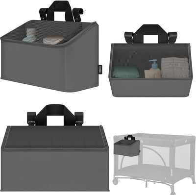 Lionelo sidepocket medium – bedside pocket wiegorganizer 43×15×23 cm – 3 ritsvakken handvat – voor reisbed, co-sleeper box – verstevigd, multifunctioneel afneembaar