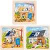 Goki houten 3-lagen puzzel - huis bouwen - 35st.