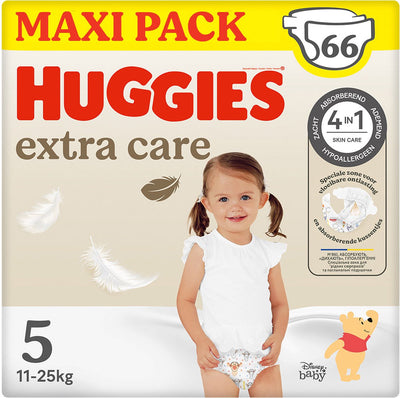 Huggies ® extra care baby luiers, maat 5 (11 tot 25 kg), 66 luiers met vochtindicator en disney designs, maxi pack