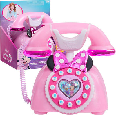 Just play disney junior minnie mouse traditionele draaischijftelefoon roze – met licht geluid