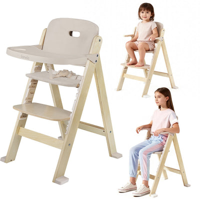 Lionelo floris kinderstoel 3in1 met kussens – houten eetstoel, kinderstoel met voetensteun stoel tot 40 kg – 4-traps verstelbare zitting en voetensteun – afneembare tafel, veiligheidsharnas – scandinavisch design, groeit mee met kind