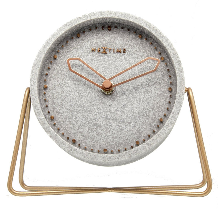 Nextime cross table – tafelklok – 17.5 × 15.5 × 5 cm – polyresin – grijs