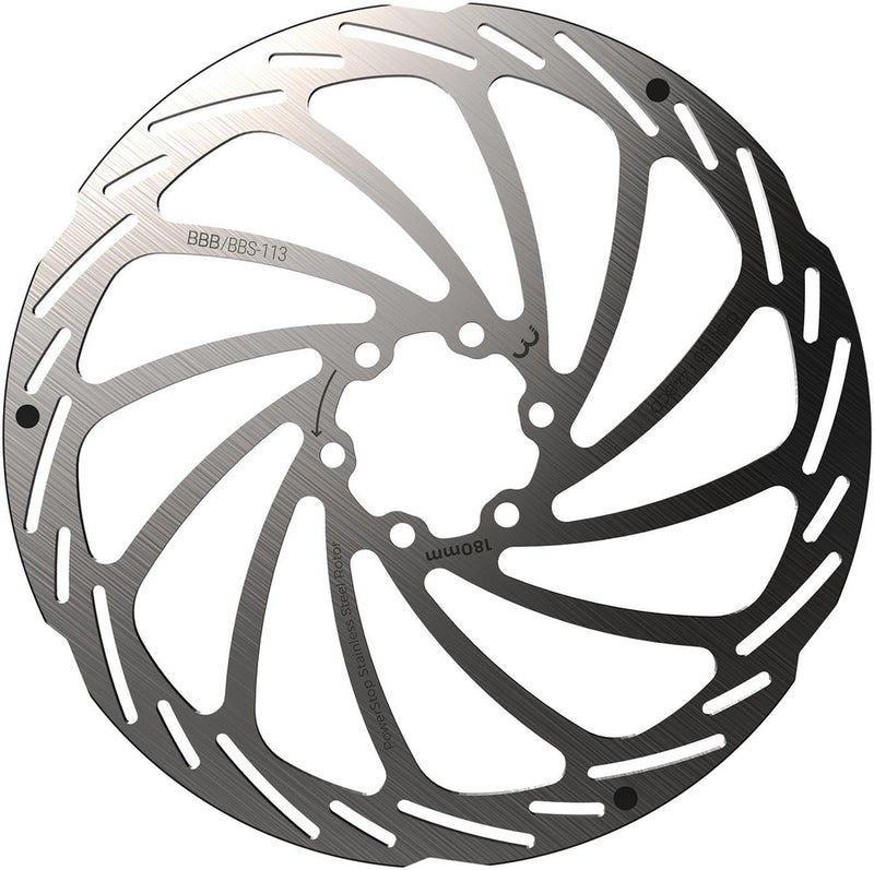 Bbb cycling schijfrem powerstop 6-gaats remschijf bbs-113 - zilver - 180 mm