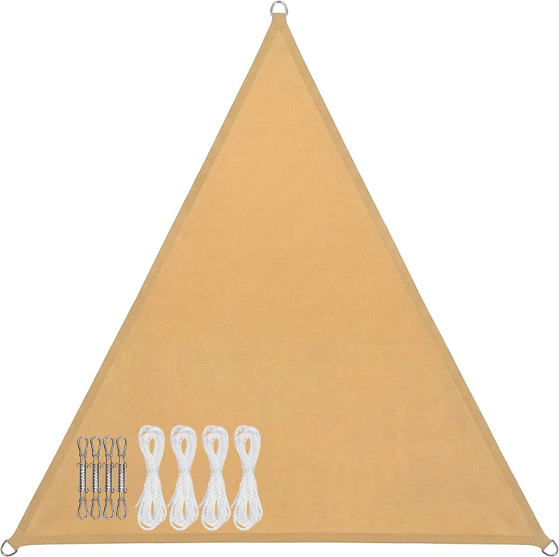 Abbey camp schaduwdoek - pes - 3.6x3.6x3.6m - zand - zonnedoek - rvs ringen - sunshade