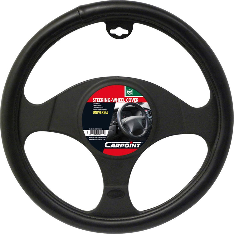 Carpoint stuurhoes auto leatherlook - zwart leer - voor sturen met een diameter van 37-39 cm