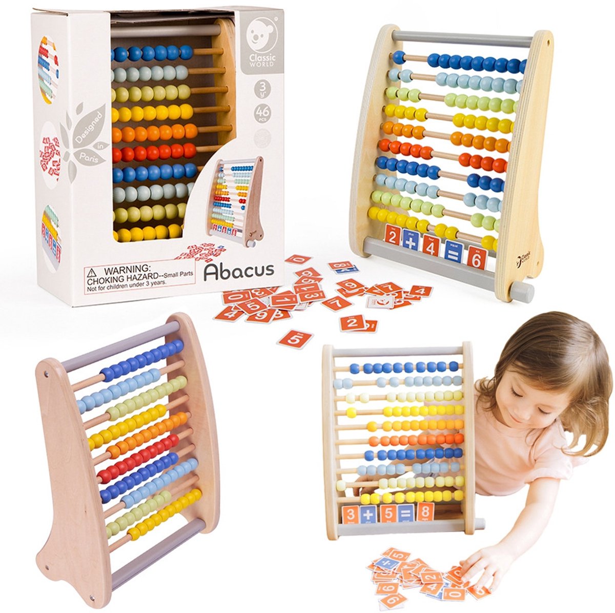 Classic world houten telraam met telkaarten