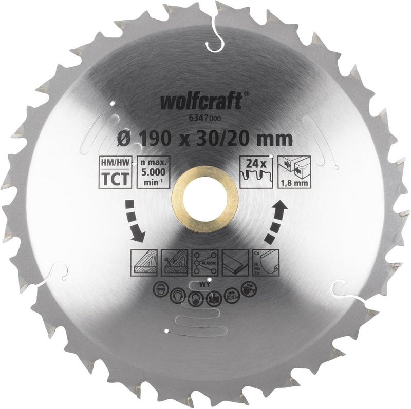 Wolfcraft - cirkelzaagblad 190mm - 24 tanden - voor accu handcirkelzaag - serie lila - 6347000
