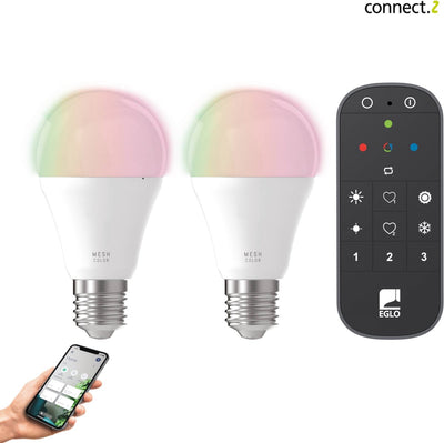 Eglo connect.z eglo starter-z starterspakket - 2x e27 rgb led lampen - afstandsbediening - zigbee